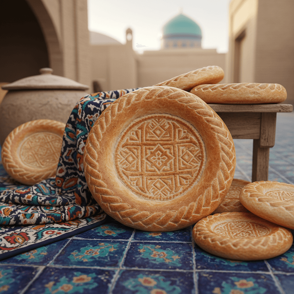 Uzbek Bread (Non): The Loaf You Don't Cut. Uzbekistan travel.